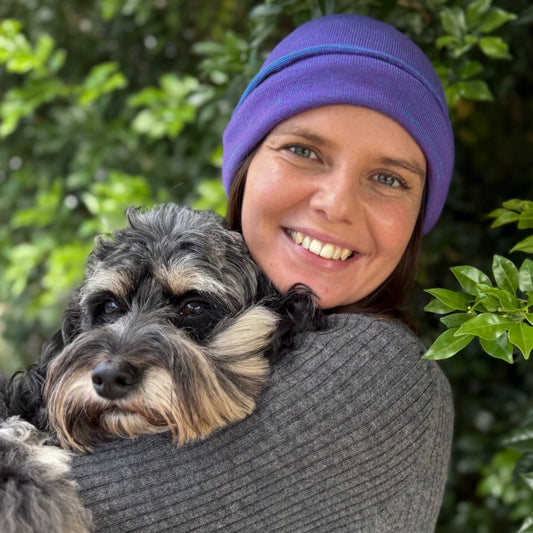 Amethyst & Blue Reversible  Merino Beanie Wrap - Shipped from Wales UK